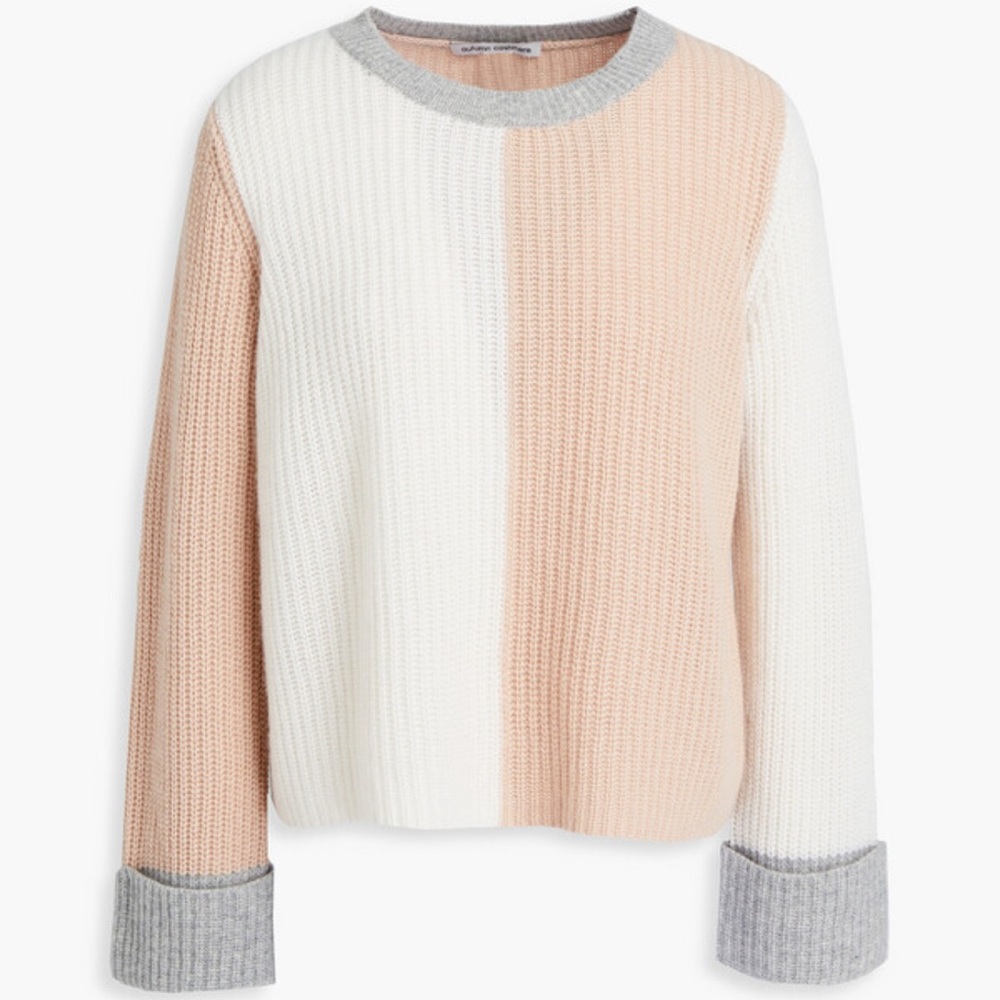 Autumn 100% cashmere ribbed color block sweater S vintage